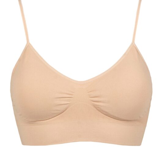 Women's 1 Pack Ambra Bare Essentials Padded Wirefree Bra Underwear Rose Beige UK 14-16