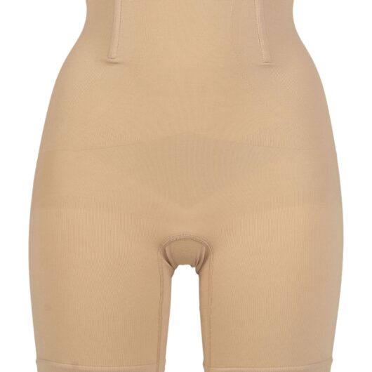 Women's 1 Pack Ambra It's a Cinch Hi Waisted Short Underwear Rose Beige UK 10-12