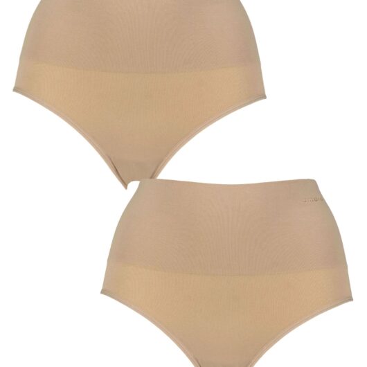 Women's 2 Pack Ambra Seamless Smoothies Full Brief Rose Beige 8-10 UK