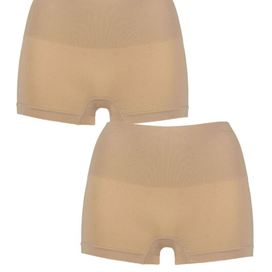 Women's 2 Pack Ambra Seamless Smoothies Shorties Rose Beige 8-10 UK