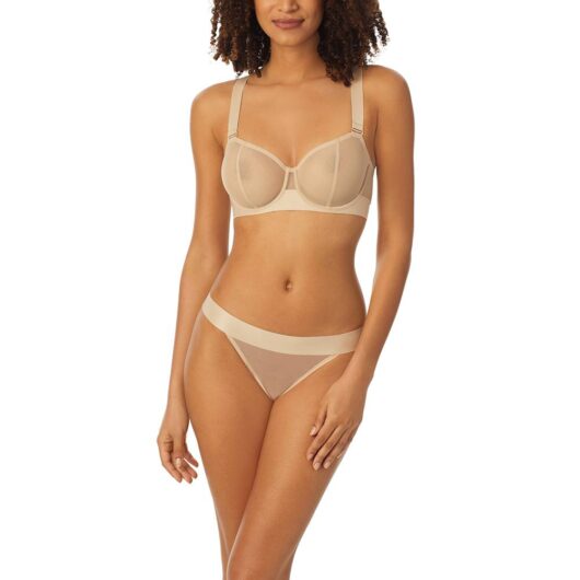 DKNY Women's Sheers convertible bra in cashmere with adjustable staps and clasp in Light Beige | Size: 32D