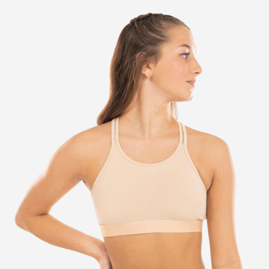Girls Modern Dance/jazz Sports Bra With Thin Straps - Beige